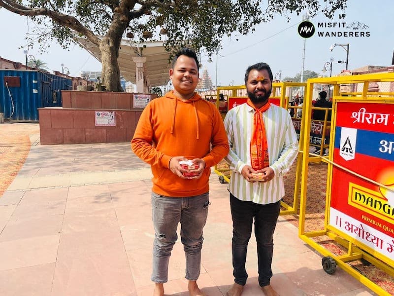 Vipin and Abhishek Standing in from of Ram Mandir Ayodhya