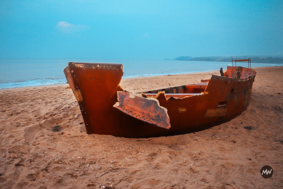 Top 5 North Goa Dreamy Beaches That No One Talks About 2 A wrecked boat at Keri Beach, North Goa