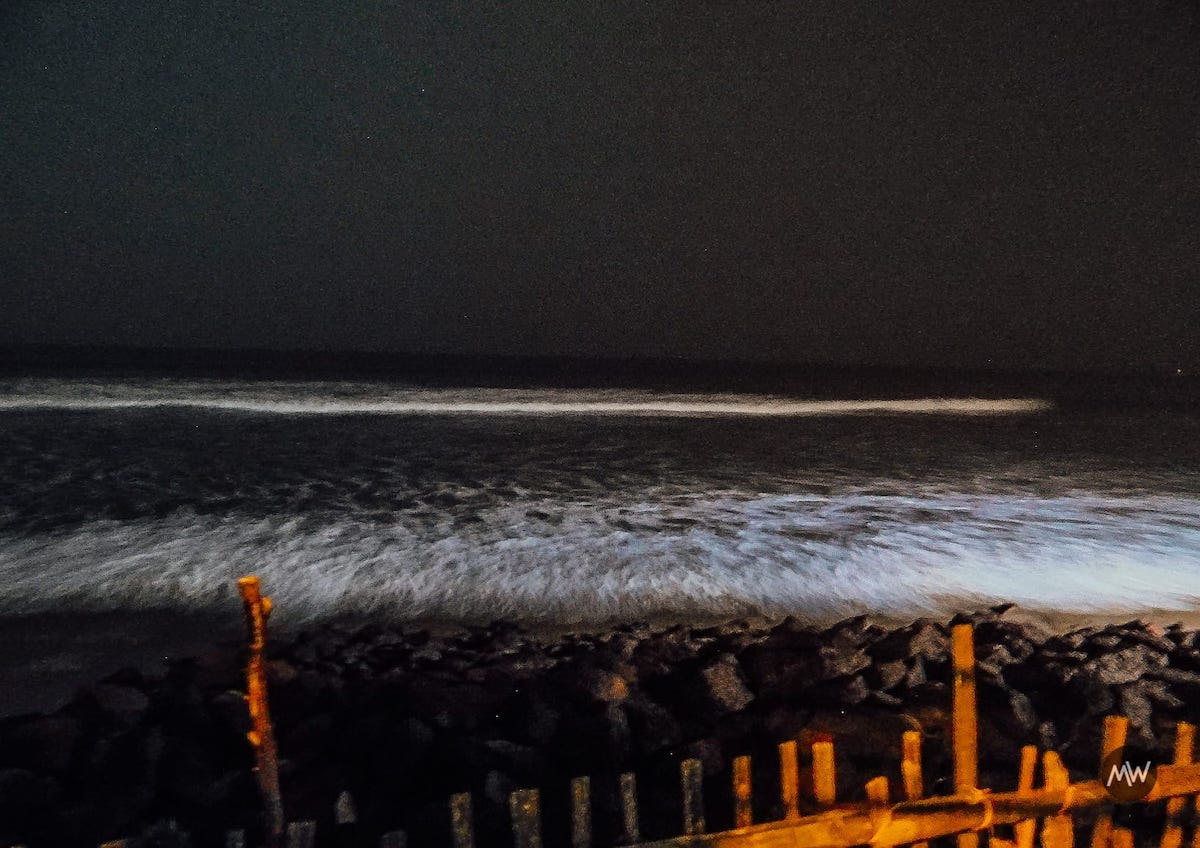 Waves hitting my hotel boundary at Mandarmani Beach