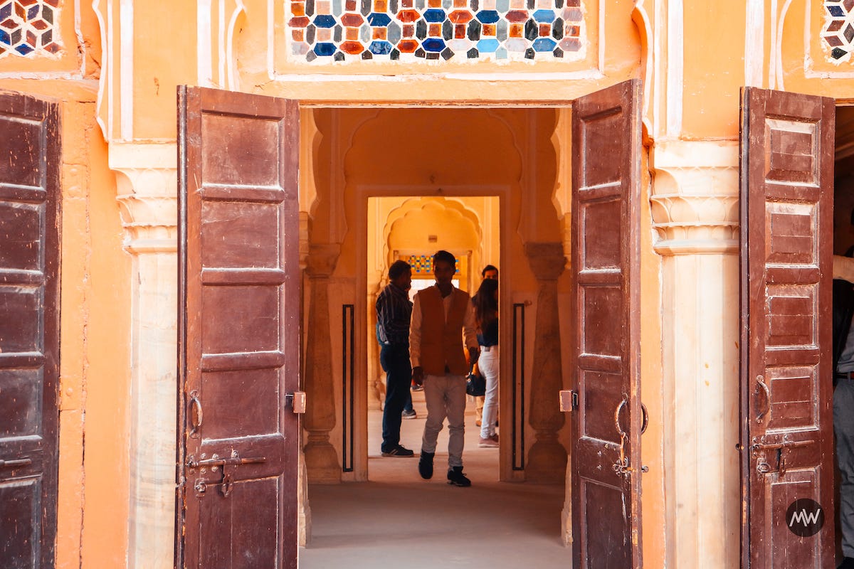 Virtual Tour To Iconic Hawa Mahal or Breeze Palace 18 12 entering into colorful room Hawa Mahal Breeze Place Wind Palace virtual tour