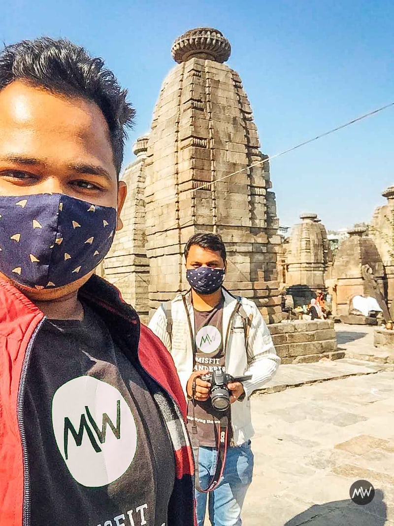 Doing Nothing is Okay Too: In The Lap of The Himalayas, Offbeat Uttarakhand 8 Me & Abhishek in front of Baijnath temple in Uttarakhand