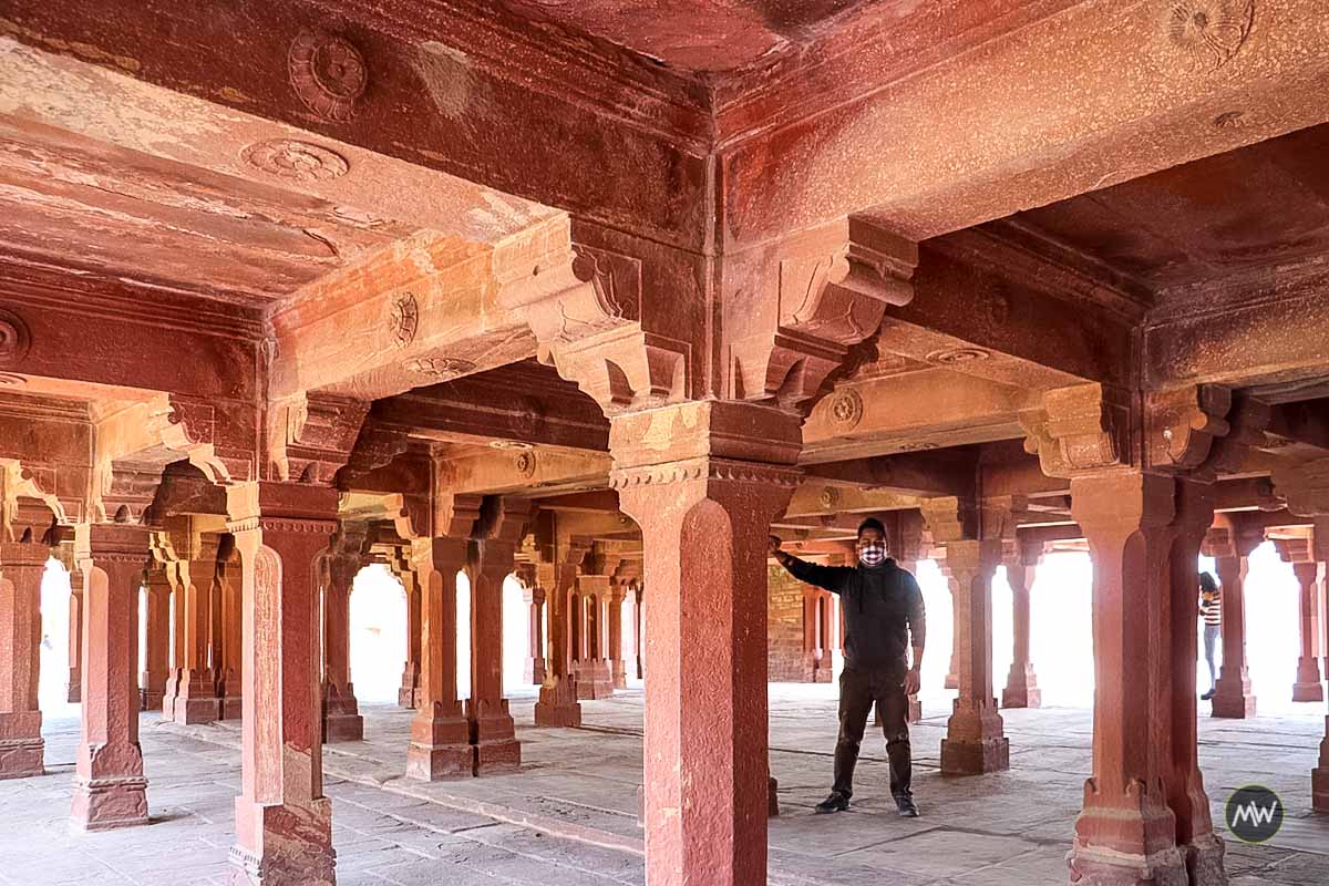 Beautiful columns of Panchmahal at Fatehpur Sikri