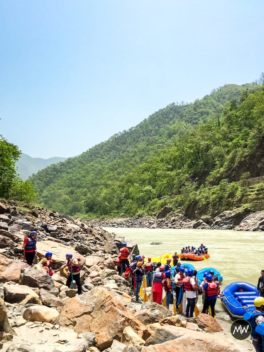 Rafts lying on the banks of the Ganges