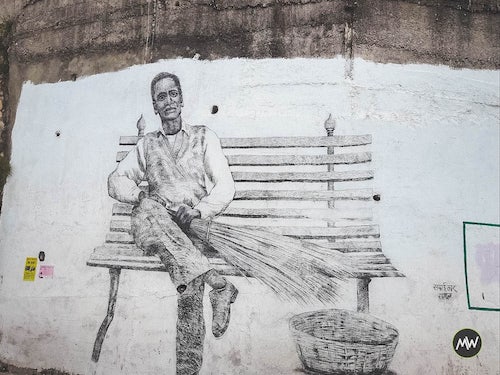 An image portraying Lal Bahadur Shastri with Jhadu in Mussoorie