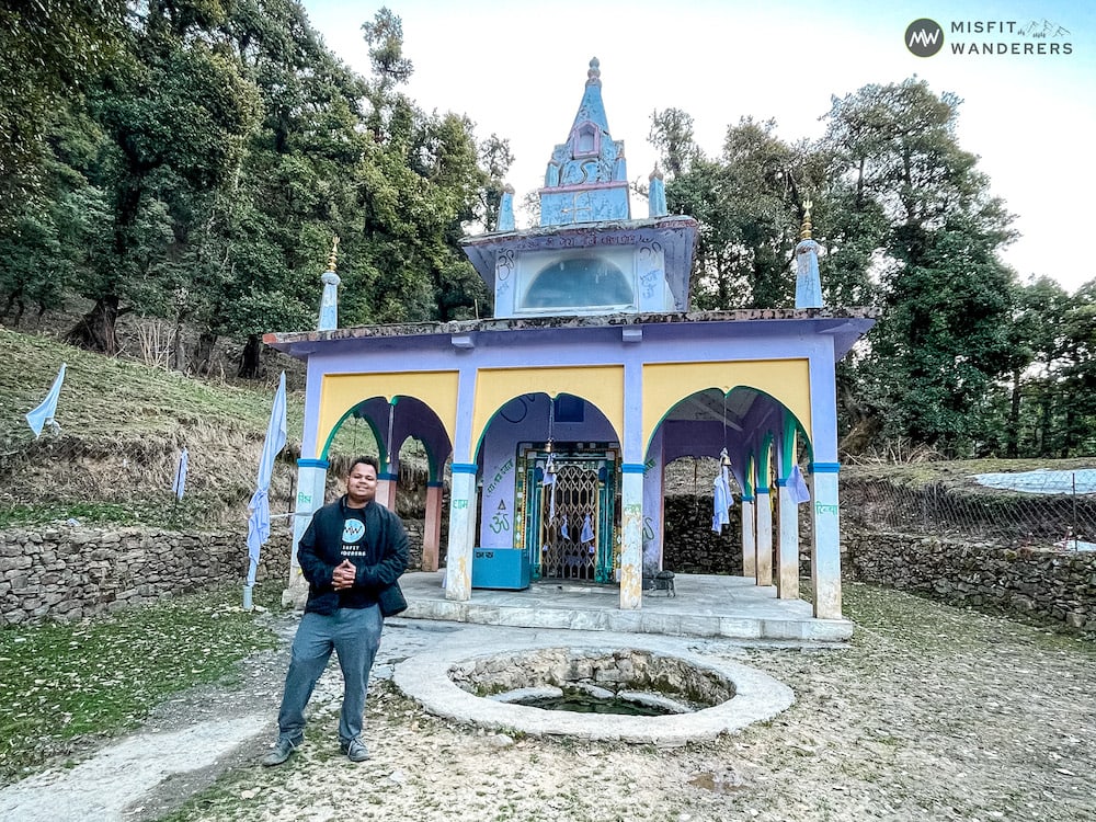 Standing in front of the Nag Devta Temple