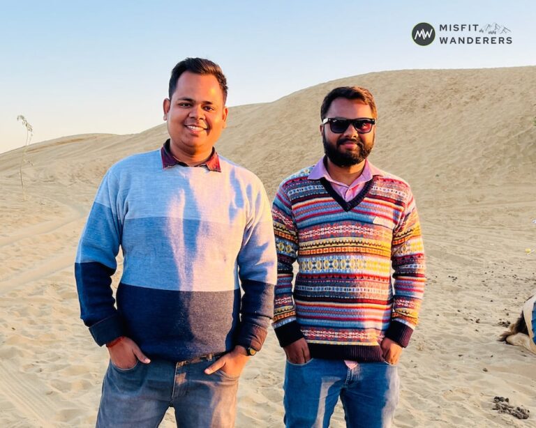 Vipin and Abhishek in Sam Sand Dunes — Jaisalmer places to visit